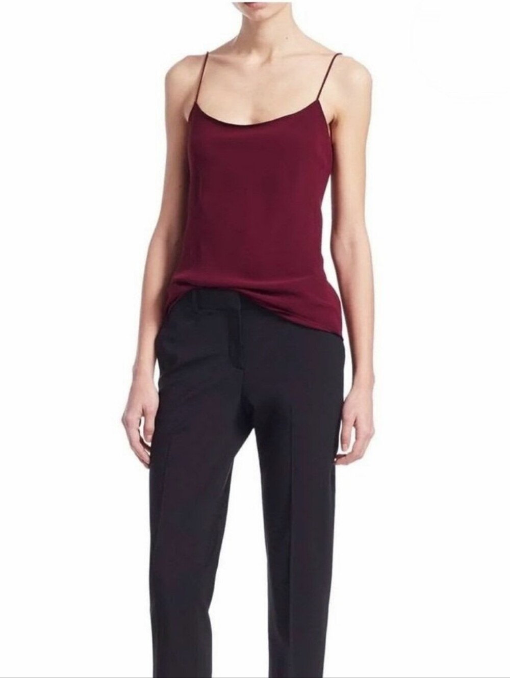NWT Theory Tea Urban Crepe Pink Currant Spaghetti Strap Top - Medium